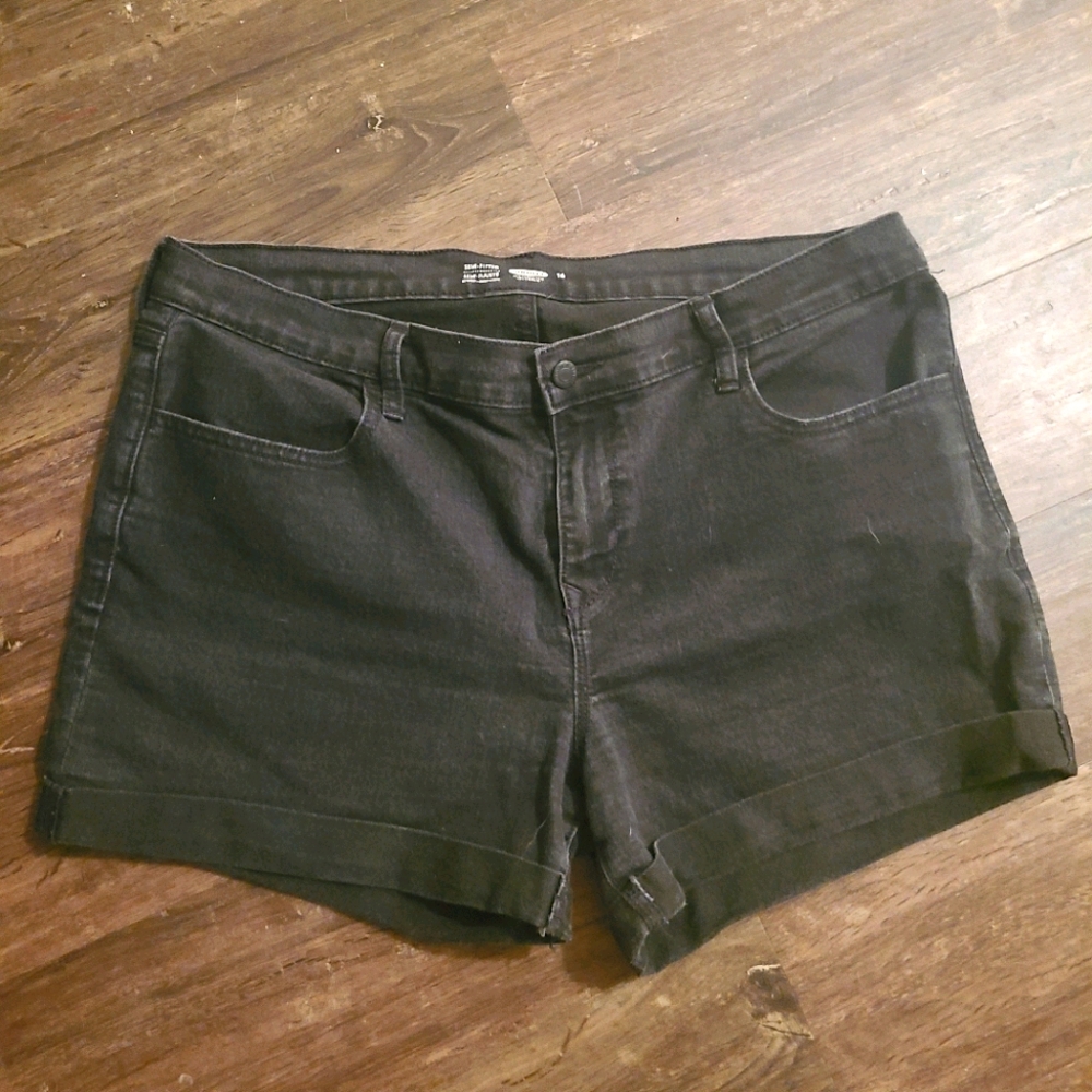 Black denim shorts